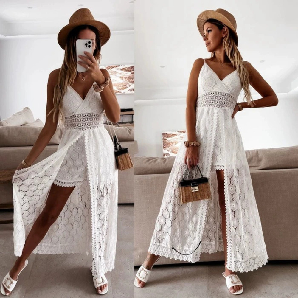 ZARA Womens Spring Summer Sexy Lace Cami Cape Romper